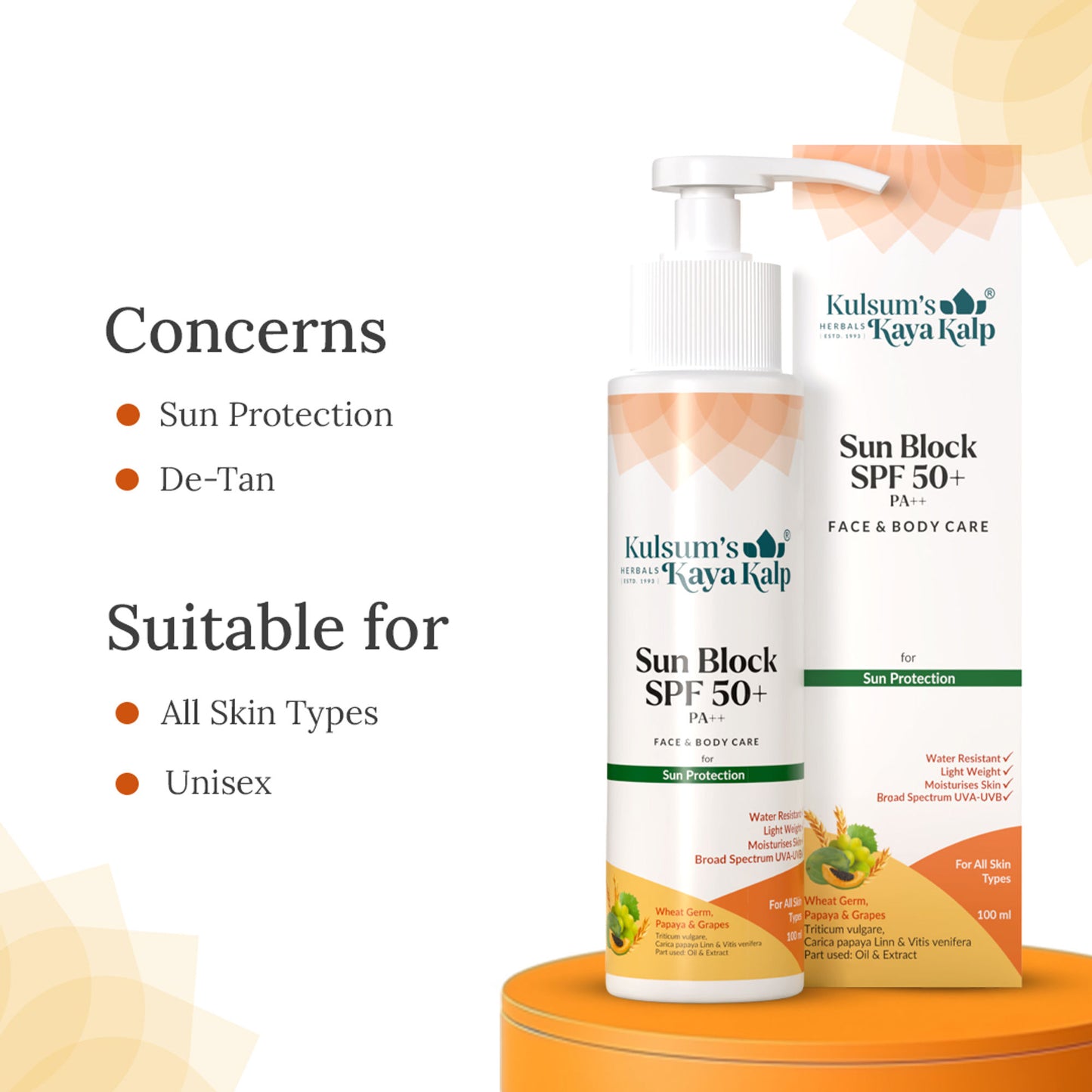 Kulsum's Kaya Kalp Sun Block SPF 50+ PA++ Face & Body Care
