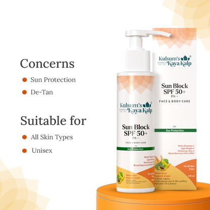 Kulsum's Kaya Kalp Sun Block SPF 50+ PA++ Face & Body Care