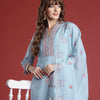 Indyancart IE Floral Embroidered Sequinned Kurta with Trousers & With Dupatta