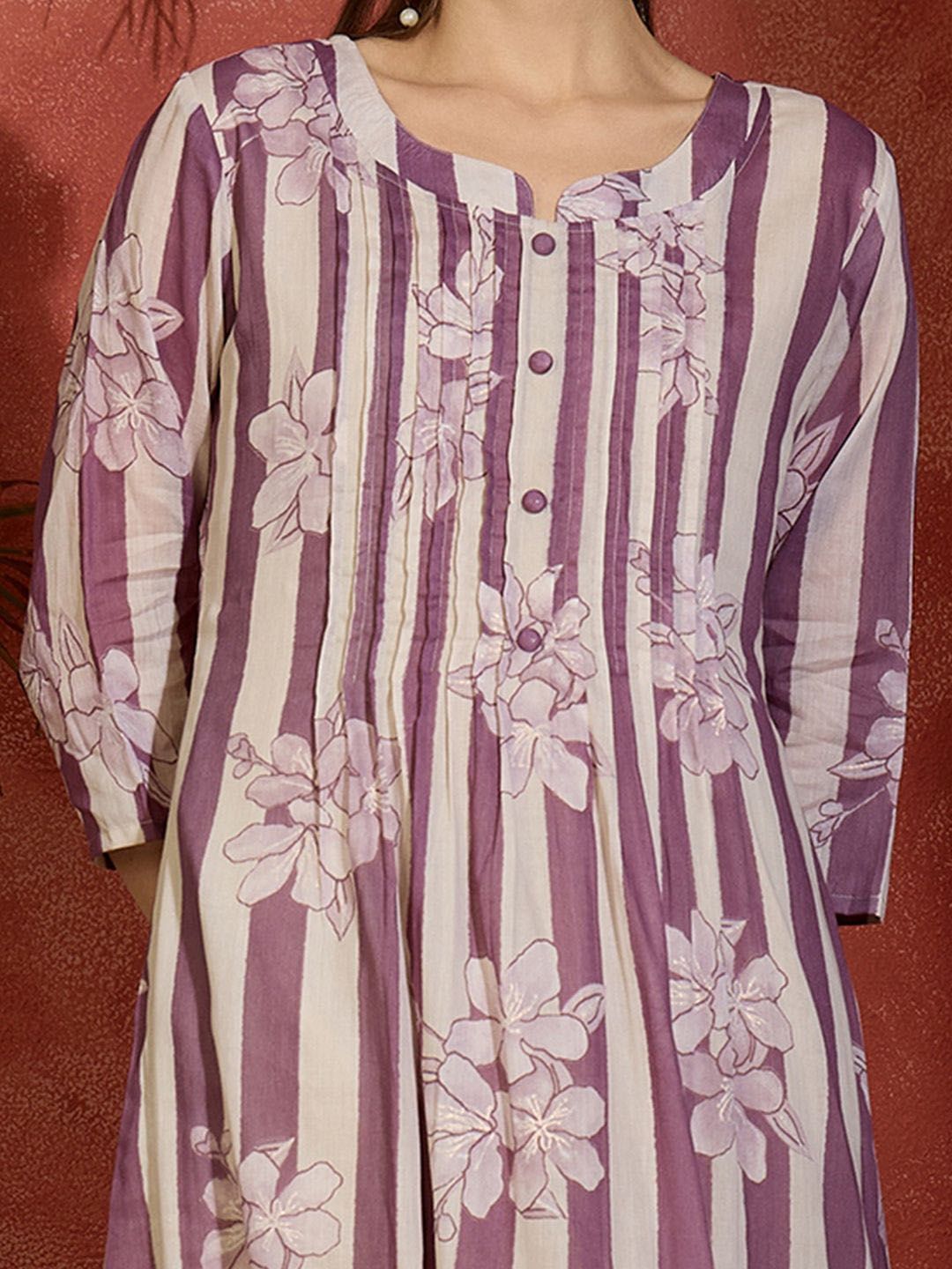 Women Floral Printed Regular Pure Cotton Kurta with Trousers