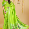 Dhiyona GR Women's Mastani Parrot Green Zari Paithani Silk Saree