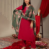 Dhiyona VR Women's Magenta Embroidered Kurta Paired With Straight Trouser And Digital Floral Printed Dupatta