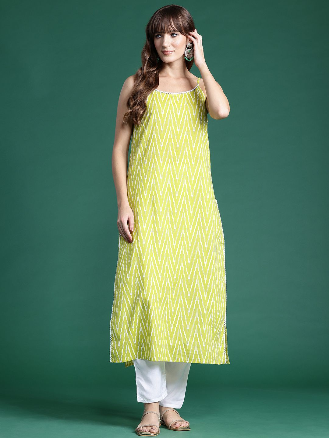 Dhiyona IE Chevron Printed Pure Cotton Kurta