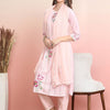Indyancart IE Floral Embroidered Thread Work Pure Cotton Kurta with Trousers & Dupatta
