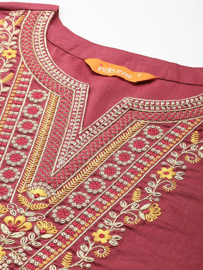 Indyancart IE Floral Embroidered Kurta with Trousers & With Dupatta