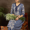 Dhiyona IE Floral Printed V-Neck Pure Cotton A-Line Kurta With Trousers
