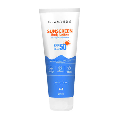 Glamveda Sunscreen SPF 50 PA+++ Body Lotion With Hyaluronic Acid & Niacinamide