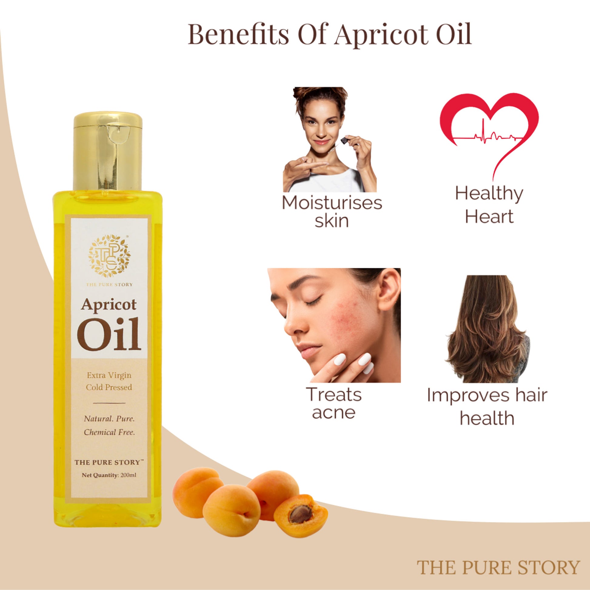 The Pure Story Natural Cold Pressed Apricot Hair Oil