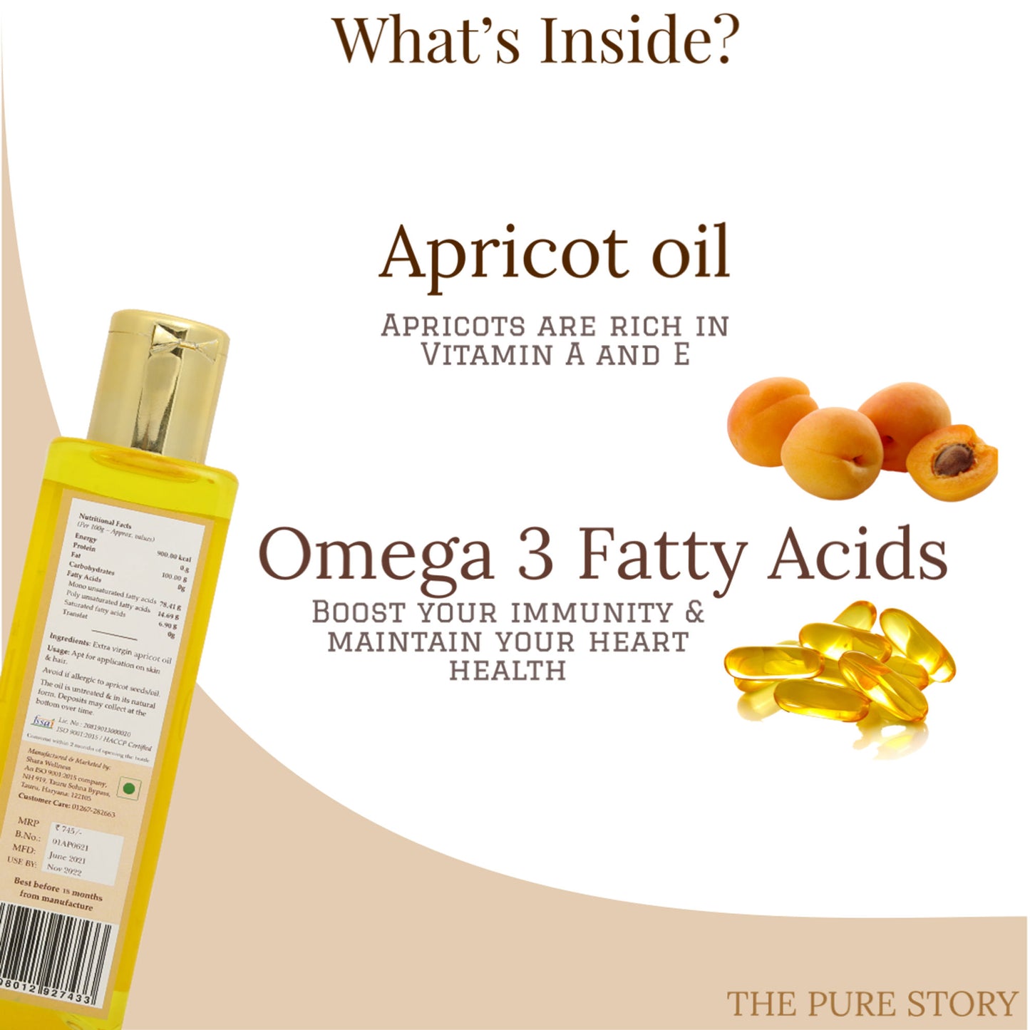 The Pure Story Natural Cold Pressed Apricot Hair Oil