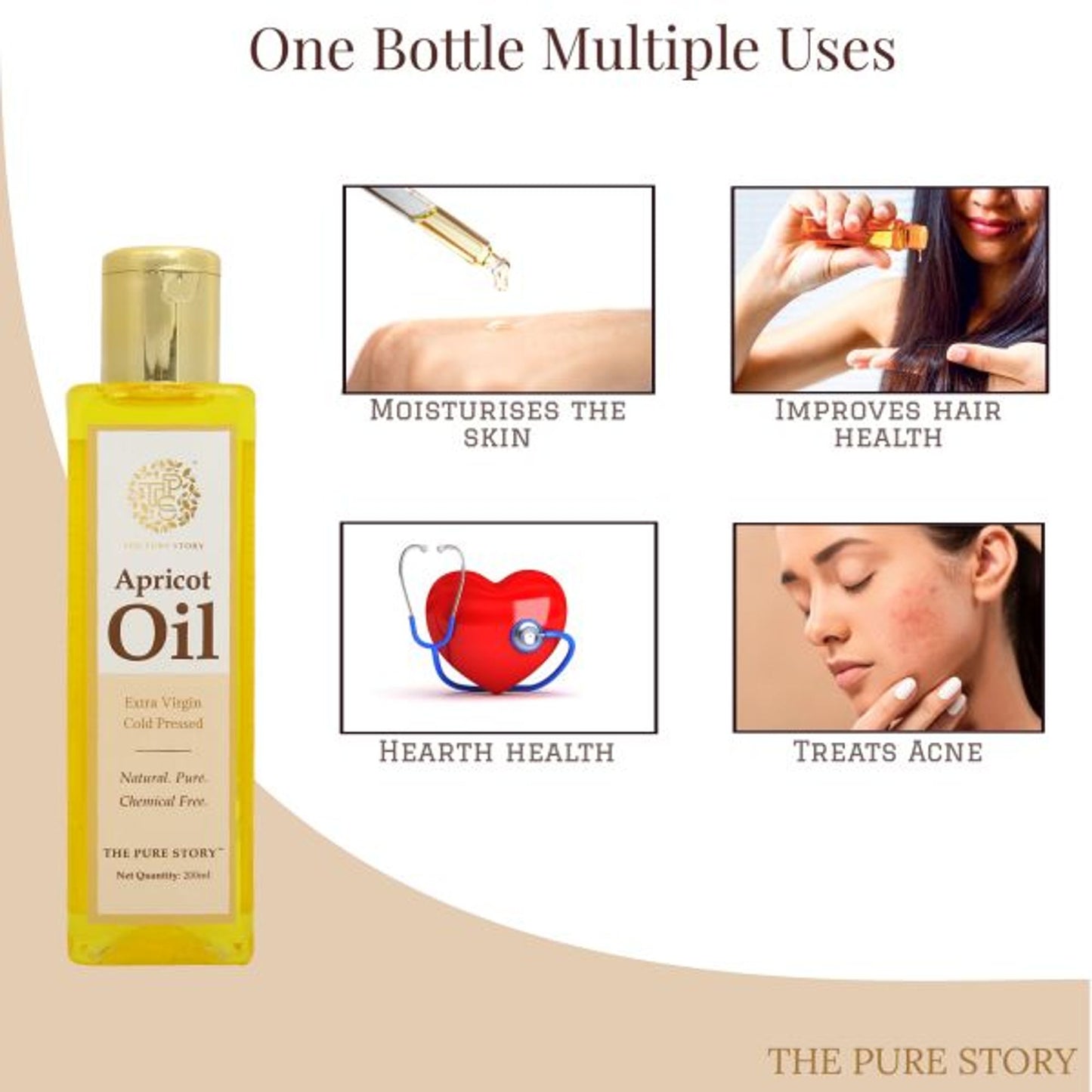 The Pure Story Natural Cold Pressed Apricot Hair Oil