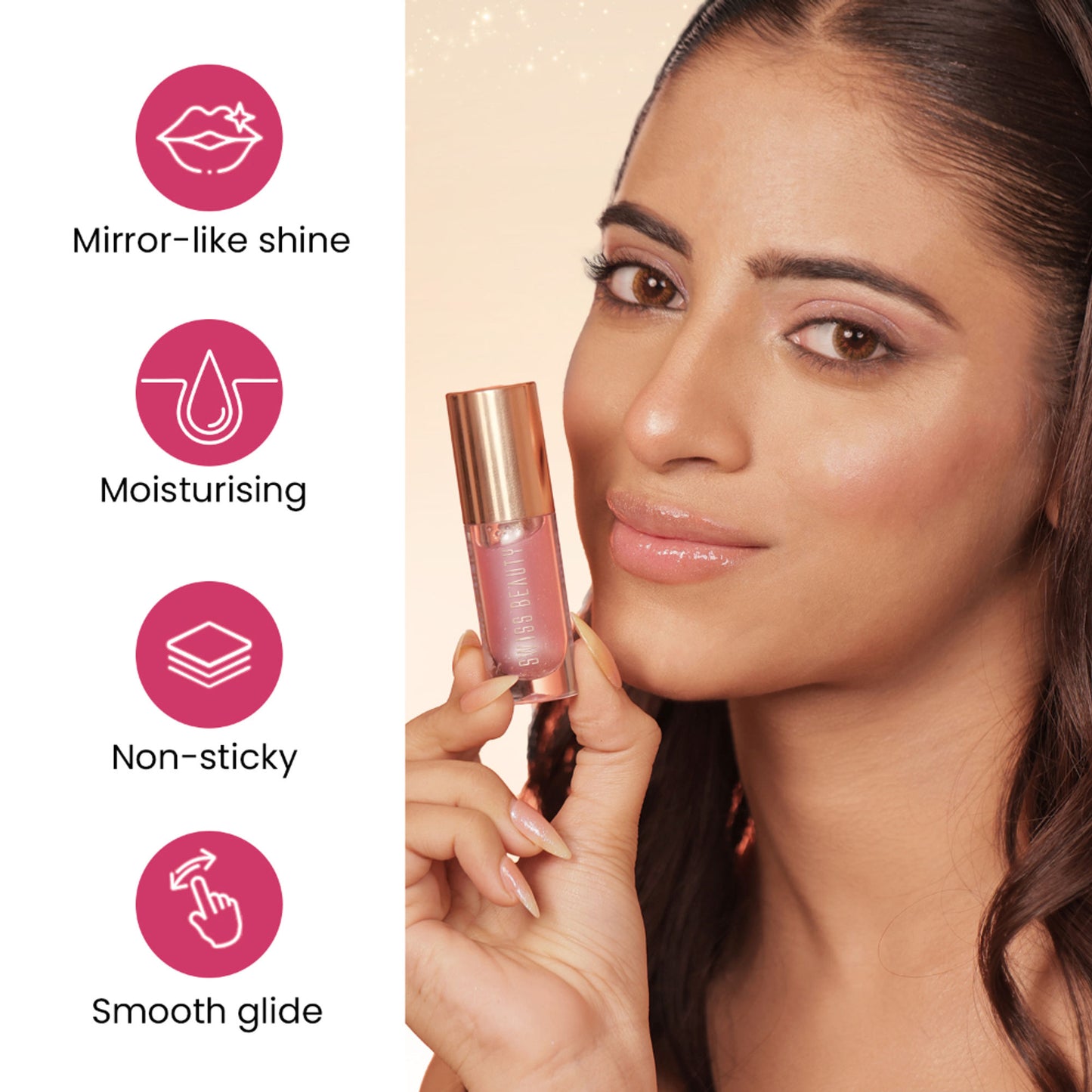 Swiss Beauty Moist Heist Shimmer Lip Oil Luminous Shine , Hydrating & Lightweight - 3 Orange Alert
