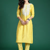 Indyancart IE Ethnic Motifs Embroidered Thread Work Kurta with Trousers