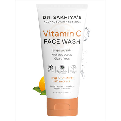 Dr. Sakhiya Vitamin C Face Wash Brightening & Antioxidant Cleanser for Glowing Skin