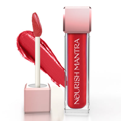 Nourish Mantra Liquid Lipstick Creamy Matte with SPF/ Water Proof, Smudge Proof Shade Masoom Pink - Ishq Vala Red