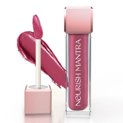 Nourish Mantra Liquid Lipstick Creamy Matte with SPF/ Water Proof, Smudge Proof Shade Masoom Pink - Berry Dhamaka