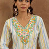 Dhiyona IE Women Floral Embroidered Regular Thread Work Pure Cotton Kurta with Trousers