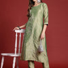 Indyancart IE Floral Embroidered Thread Work Kurta with Trousers