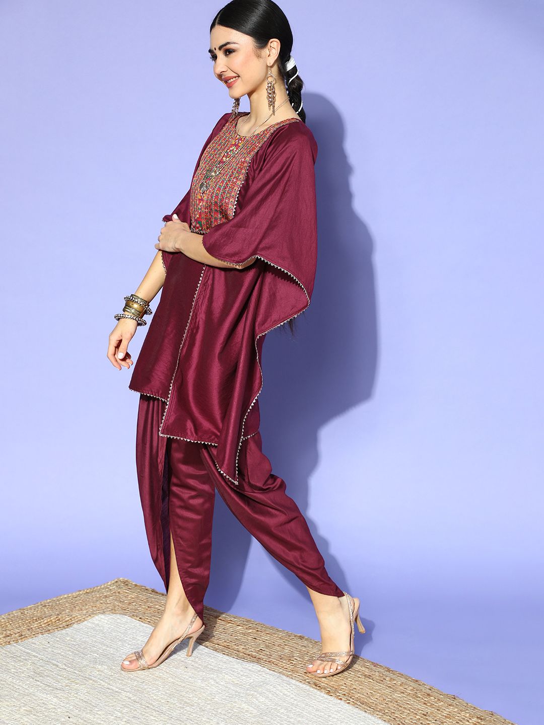 Dhiyona IE Ethnic Motifs Liva Draped Luxe Kurta Set