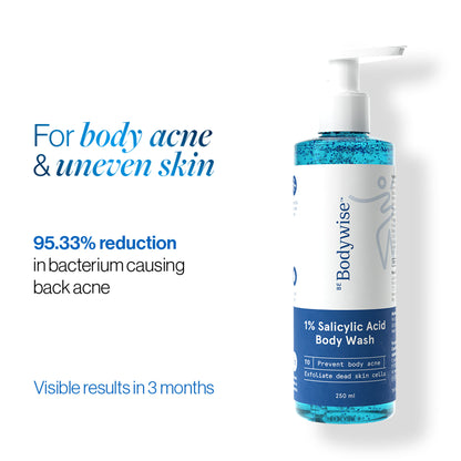Be Bodywise 1% Salicylic Acid Body Wash, Treats Body Acne & Strawberry Skin - Exfoliating Shower Gel