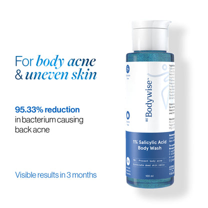 Be Bodywise 1% Salicylic Acid Body Wash, Treats Body Acne & Strawberry Skin - Exfoliating Shower Gel