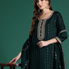 Dhiyona IE Ethnic Motifs Embroidered Sequinned Kurta with Trousers & With Dupatta