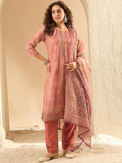 Indyancart IE Women Embroidered Kurta with Trousers & Dupatta