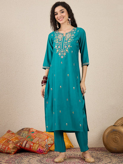 Dhiyona VV VredeVogel Women Kurta and Trousers Pant Set Silk Blend