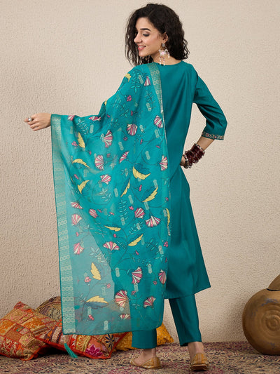 Indyancart VV VredeVogel Women Kurta and Trousers Pant Set Silk Blend