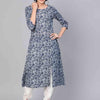 Dhiyona IE Women Blue Paisley Yoke Design Abstract Printed A-Line Kurta