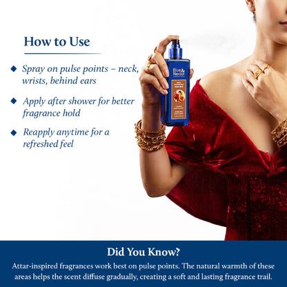 Blue Nectar Body Mist for Women and Men, Long Lasting Uplifting Body Spray with Rose and Cardamom