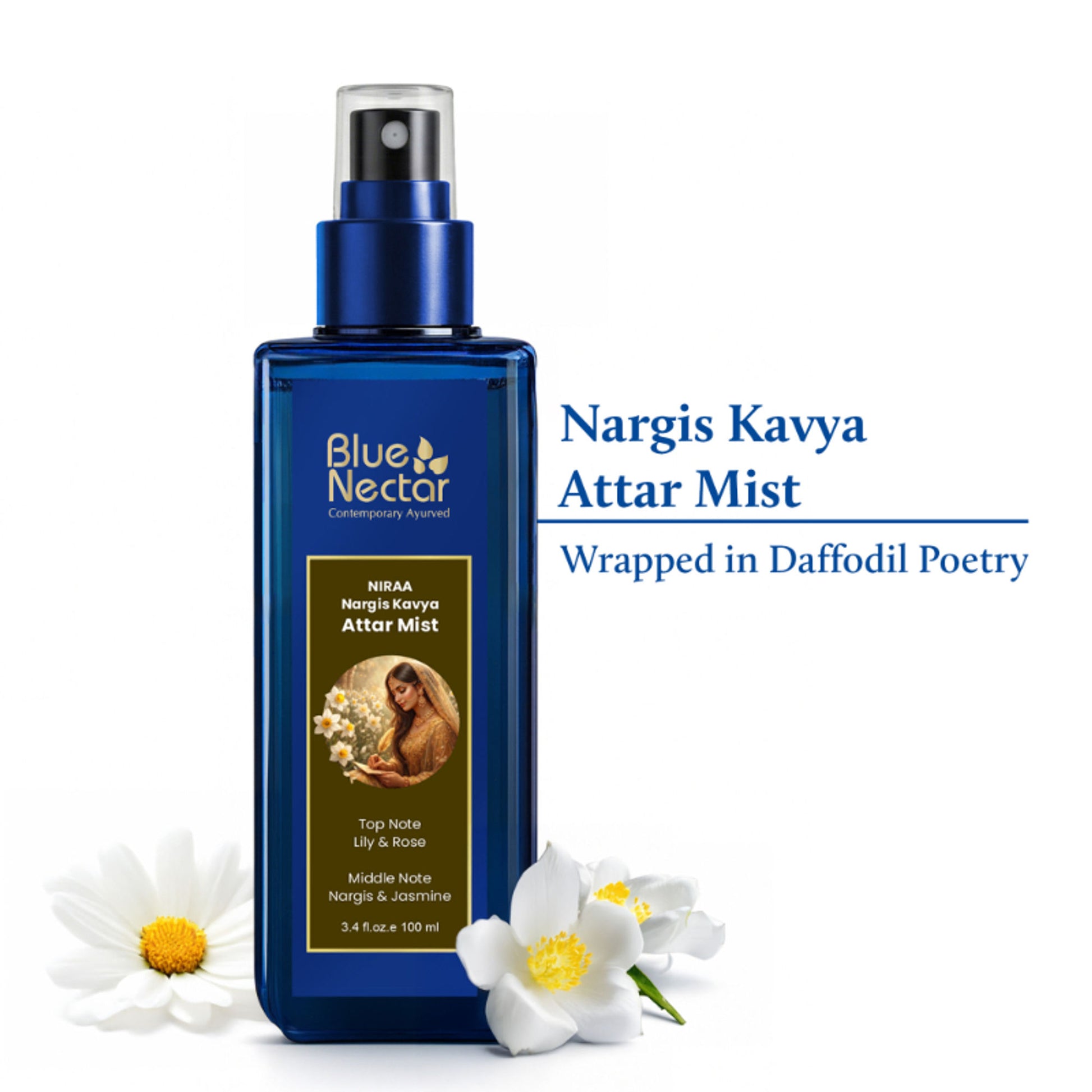 Blue Nectar Wild Nargis Body Mist with Daffodil, Long Lasting & Mood Enhancing for Women and Men