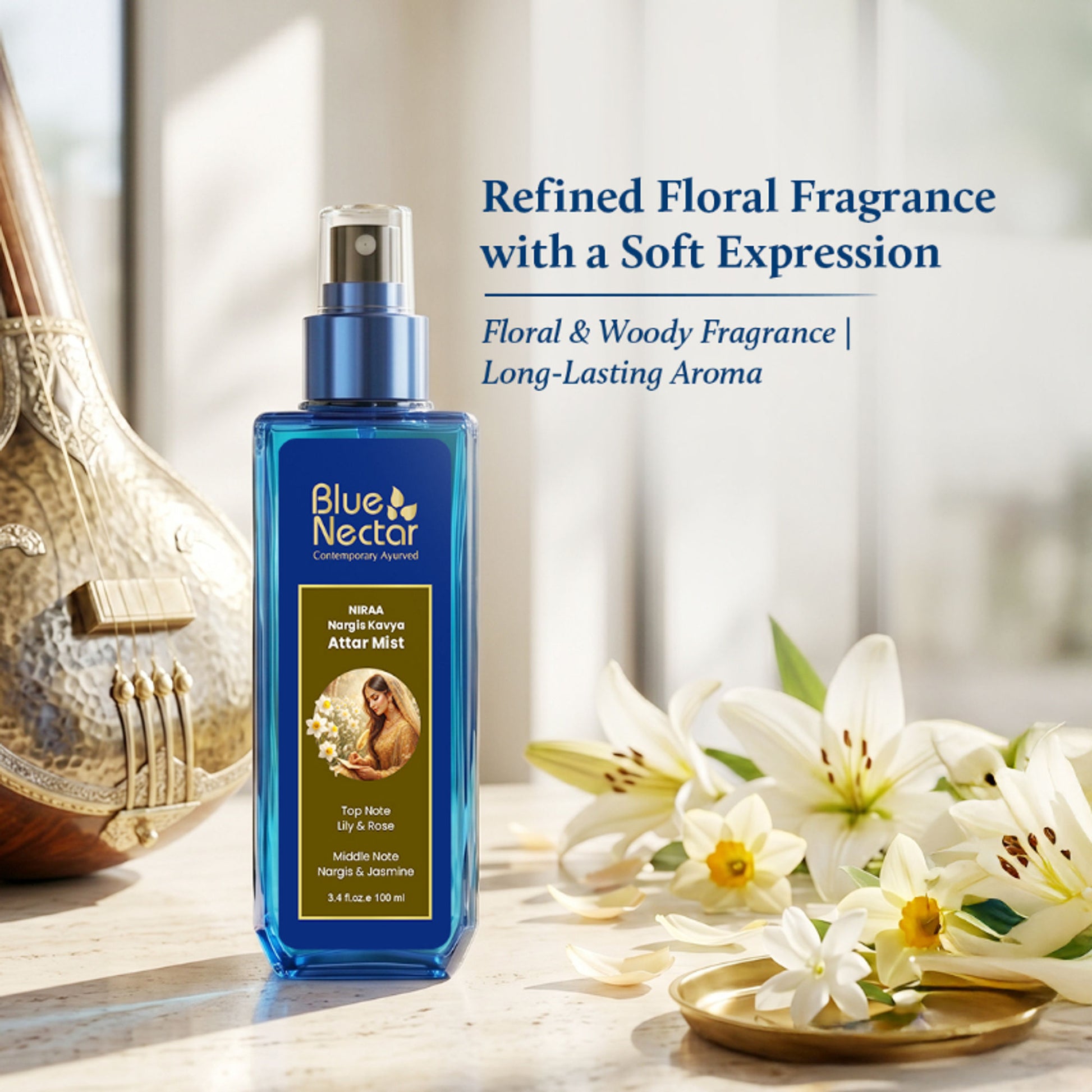 Blue Nectar Wild Nargis Body Mist with Daffodil, Long Lasting & Mood Enhancing for Women and Men