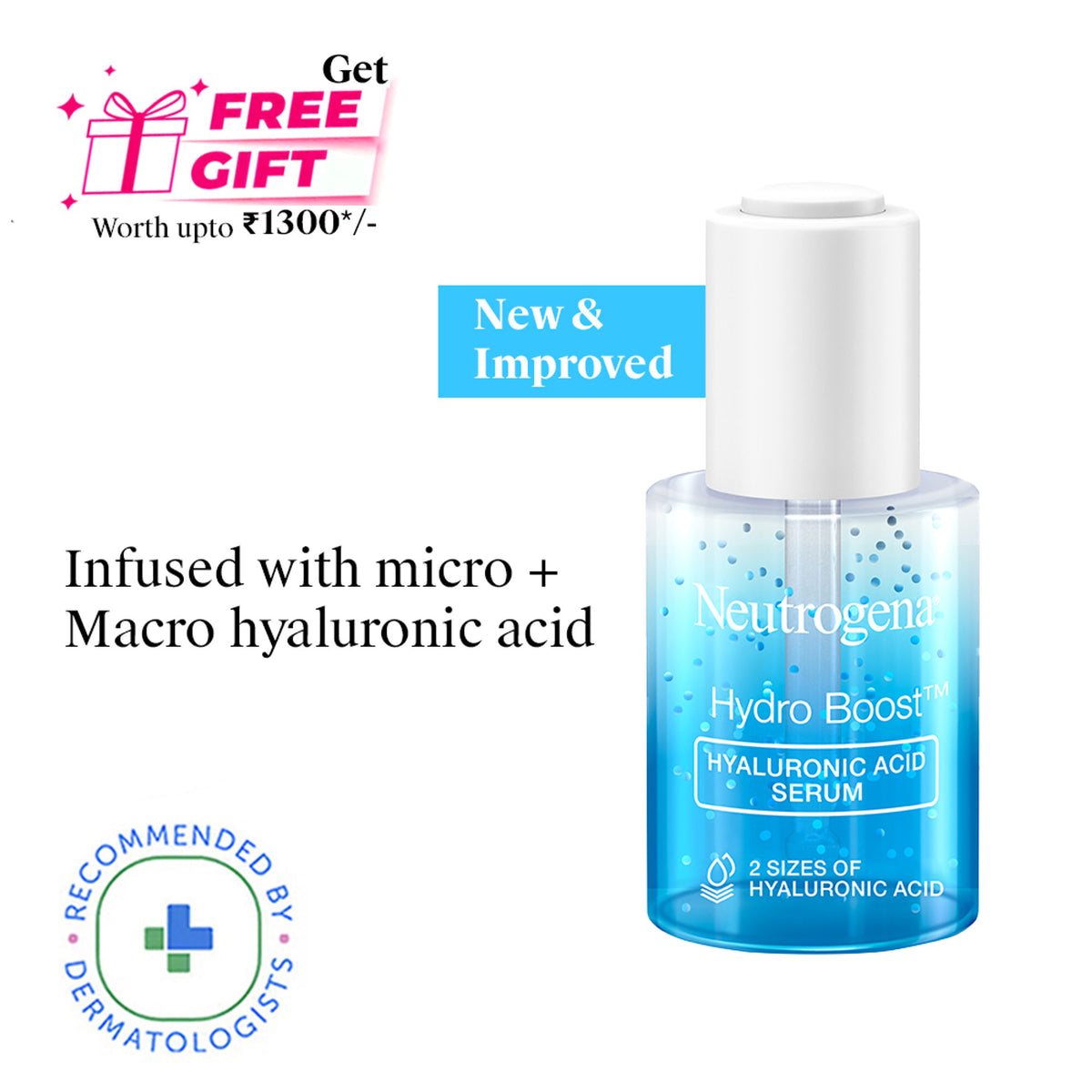 Neutrogena Hydro Boost Hyaluronic Acid Moisturizing Face Serum with Vitamin B5 for Dry & Normal Skin