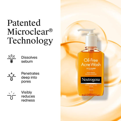 Neutrogena Oil Free Acne Cleansing Face Wash with 2% Salicylic Acid for Acne Prone & Oily Skin