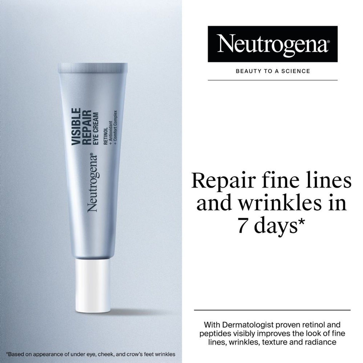 Neutrogena Visible Repair Retinol + Peptide Night Eye Cream For Anti-Ageing, Dark Circles & Wrinkles