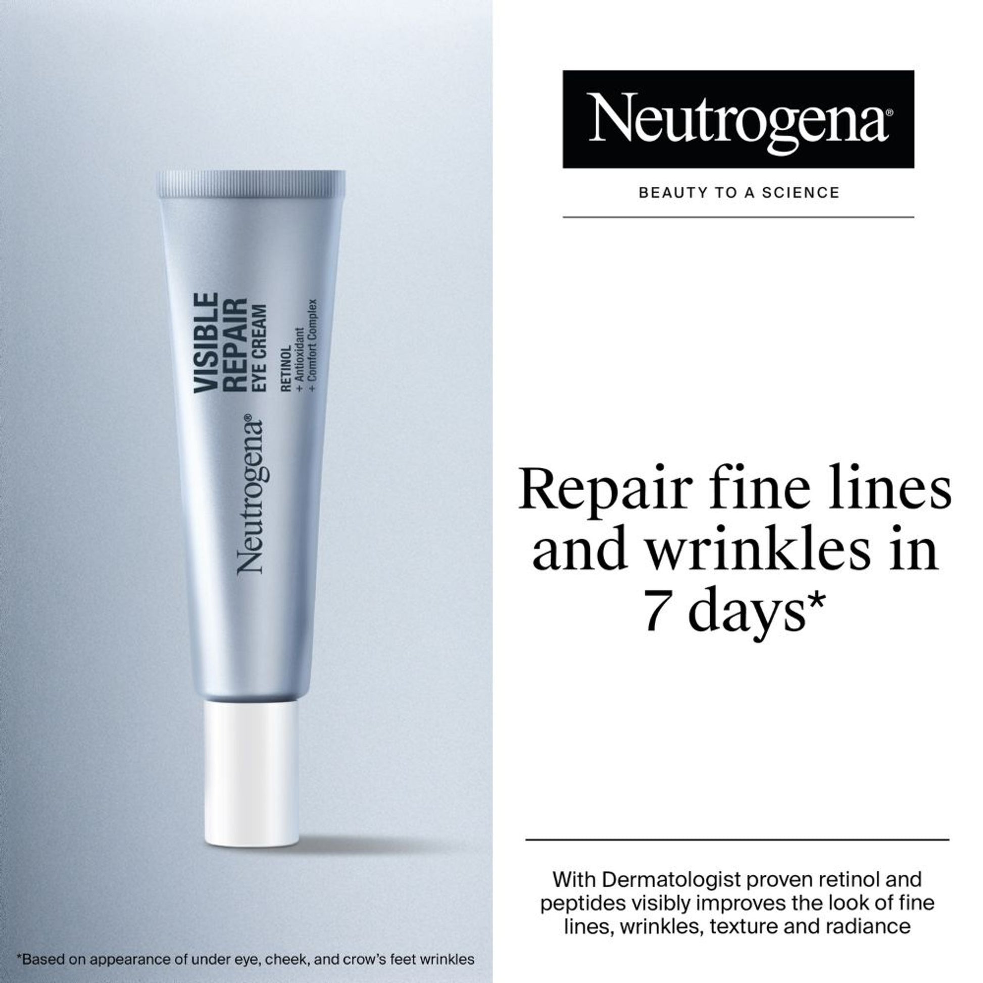 Neutrogena Visible Repair Retinol + Peptide Night Eye Cream For Anti-Ageing, Dark Circles & Wrinkles