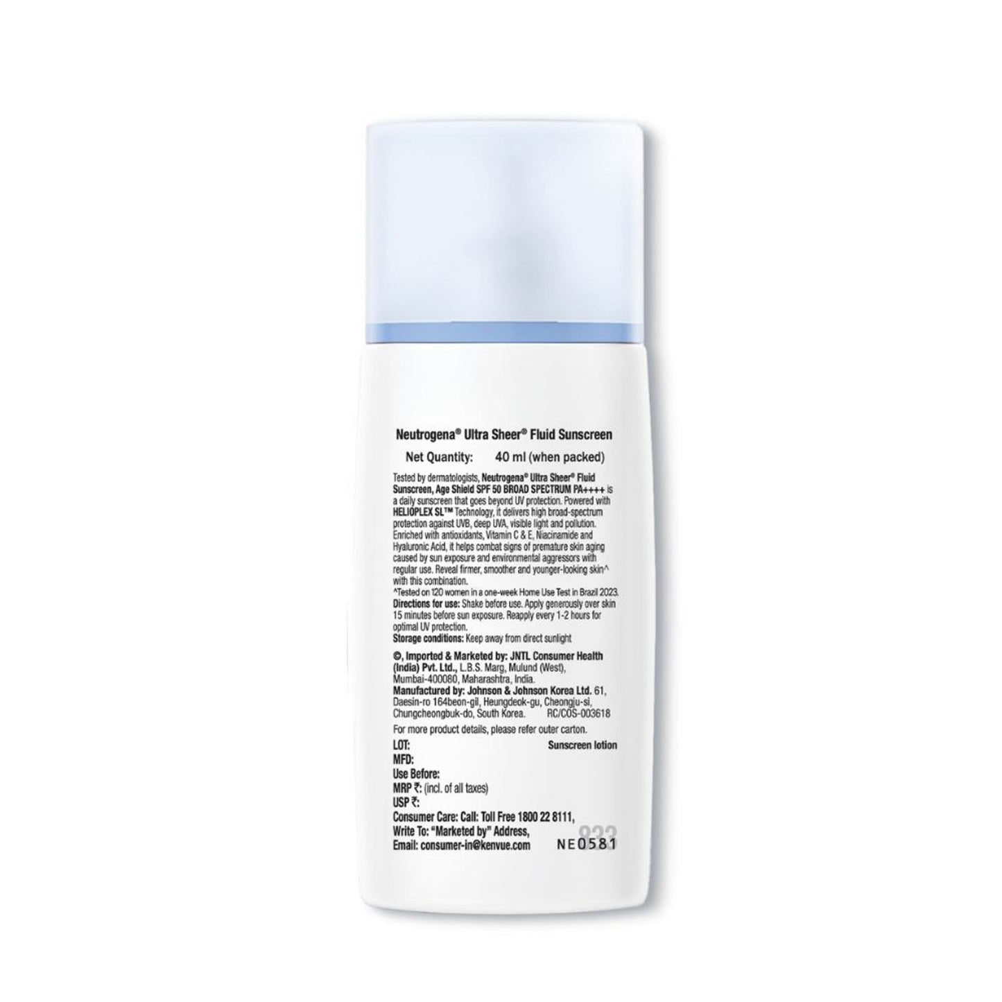 Neutrogena Ultrasheer Age Shield Fluid Face Sunscreen SPF 50+ PA++++