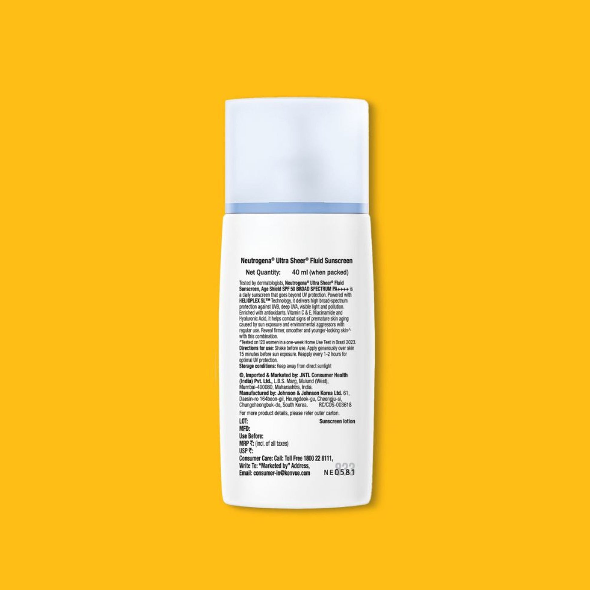 Neutrogena Ultrasheer Age Shield Fluid Face Sunscreen SPF 50+ PA++++