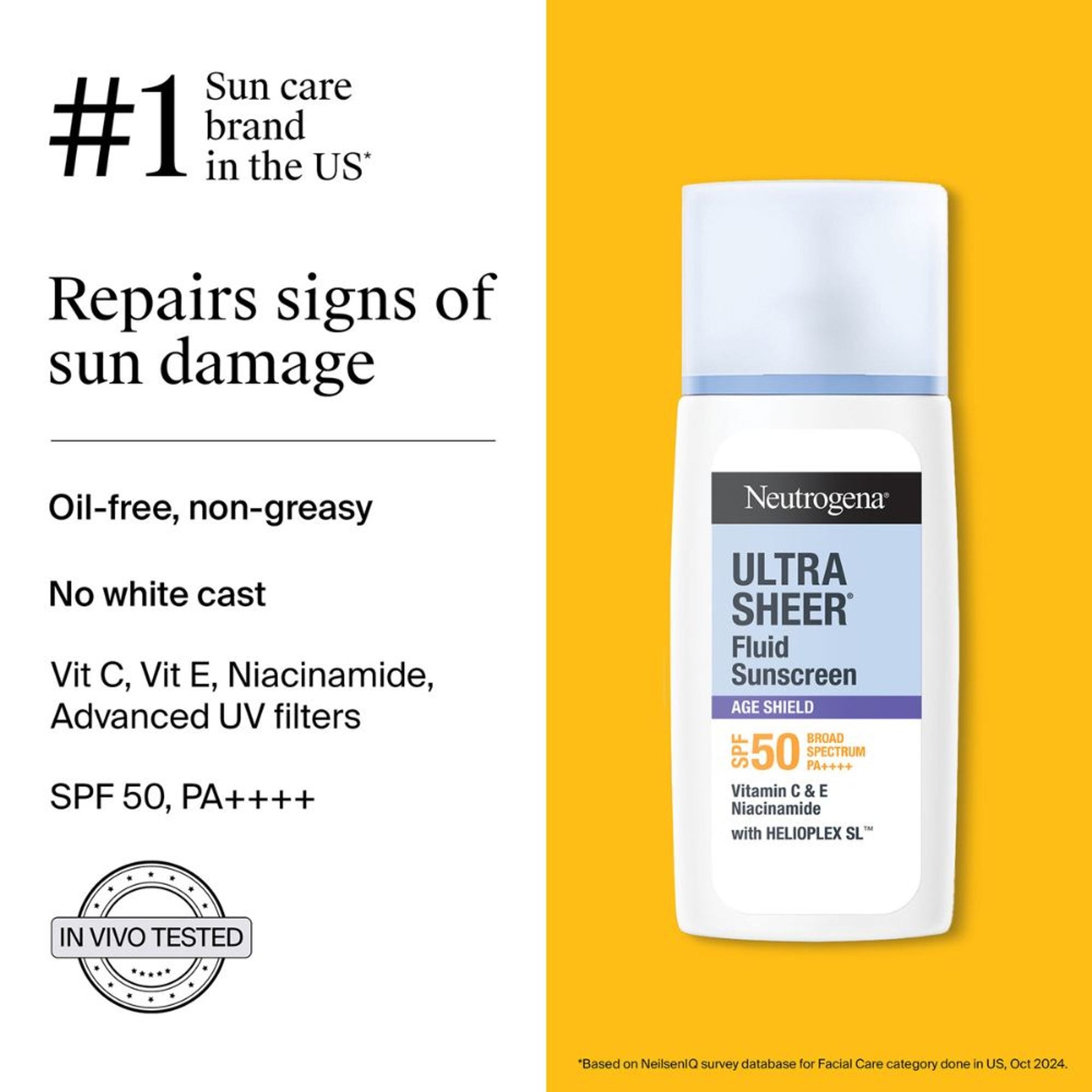Neutrogena Ultrasheer Age Shield Fluid Face Sunscreen SPF 50+ PA++++