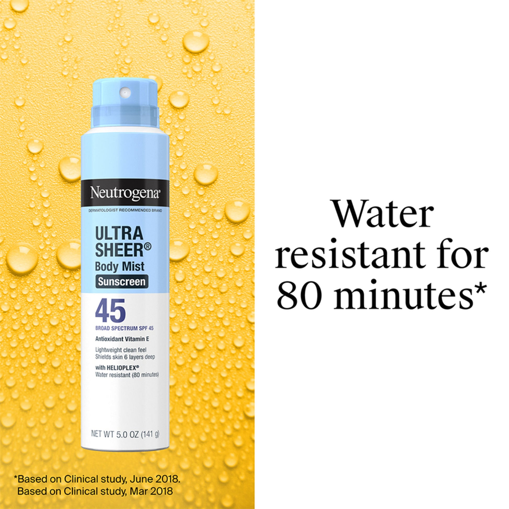 Neutrogena Ultra Sheer Body Mist Sunscreen Broad Spectrum SPF 45