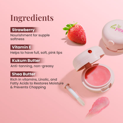 La Pink Tinted Lip Balm With Shea Kokum Butter Deep Nourishment And Hydration - Strawberry