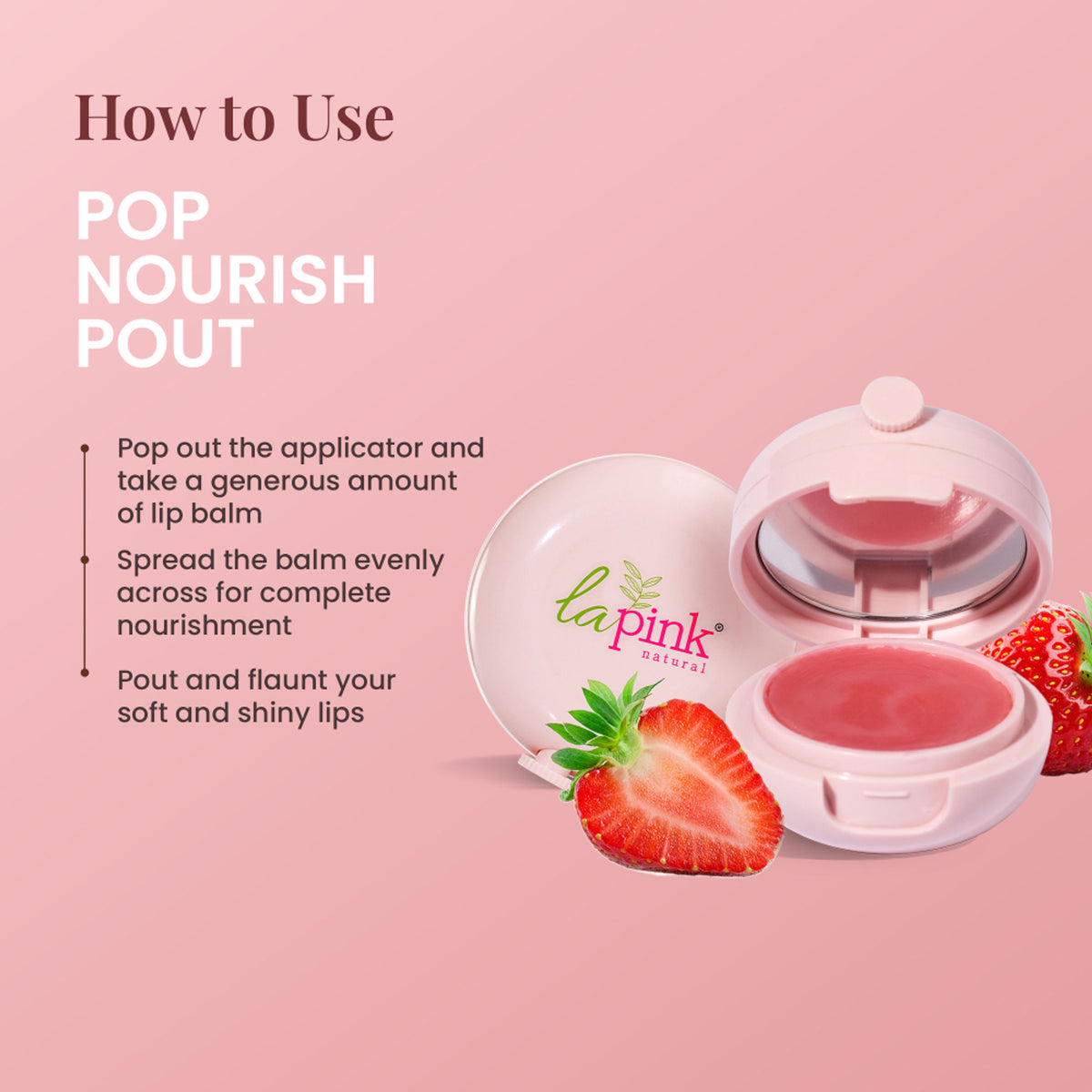La Pink Tinted Lip Balm With Shea Kokum Butter Deep Nourishment And Hydration - Strawberry