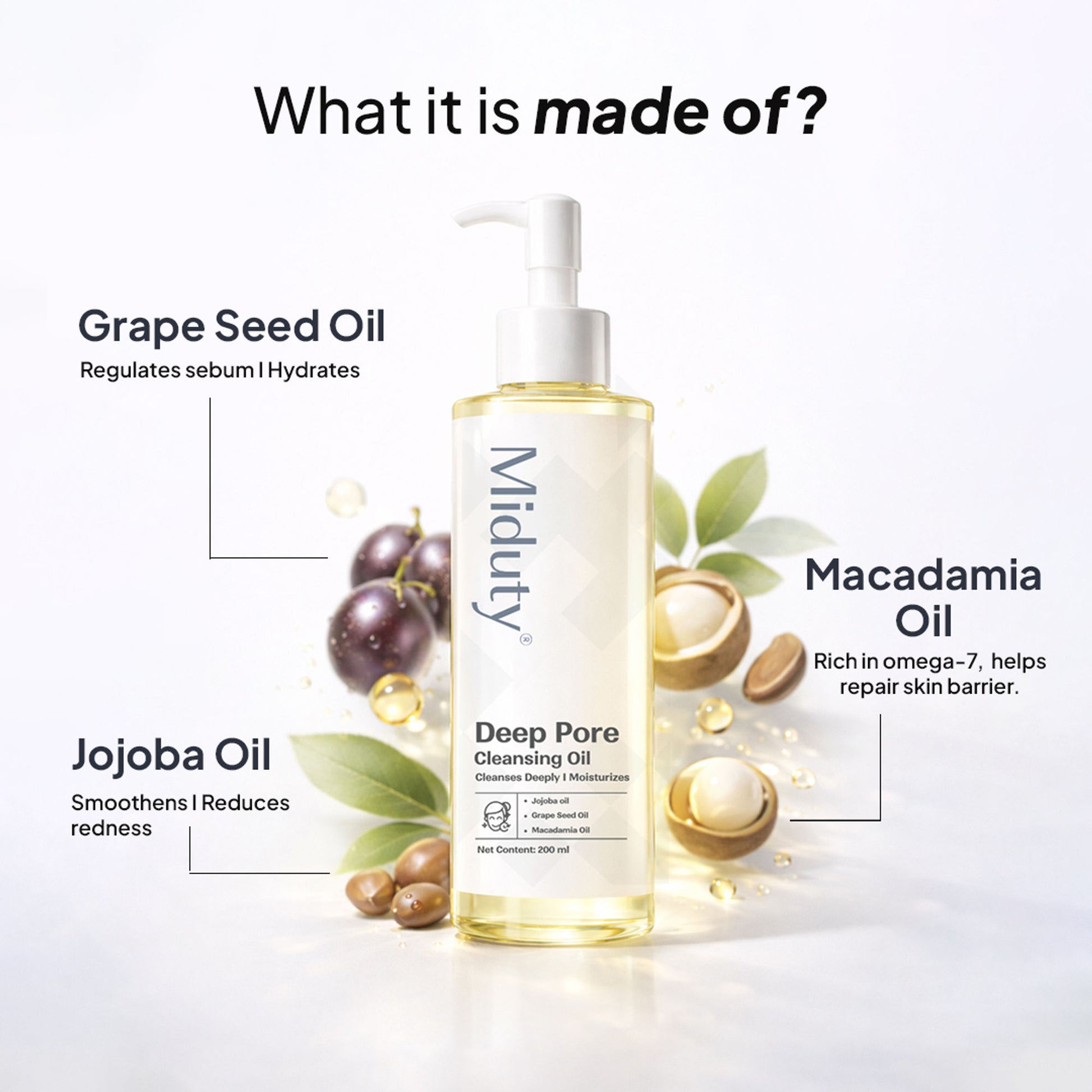 Miduty Deep Pore Cleansing Oil Non-Comedogenic Gentle Cleanser