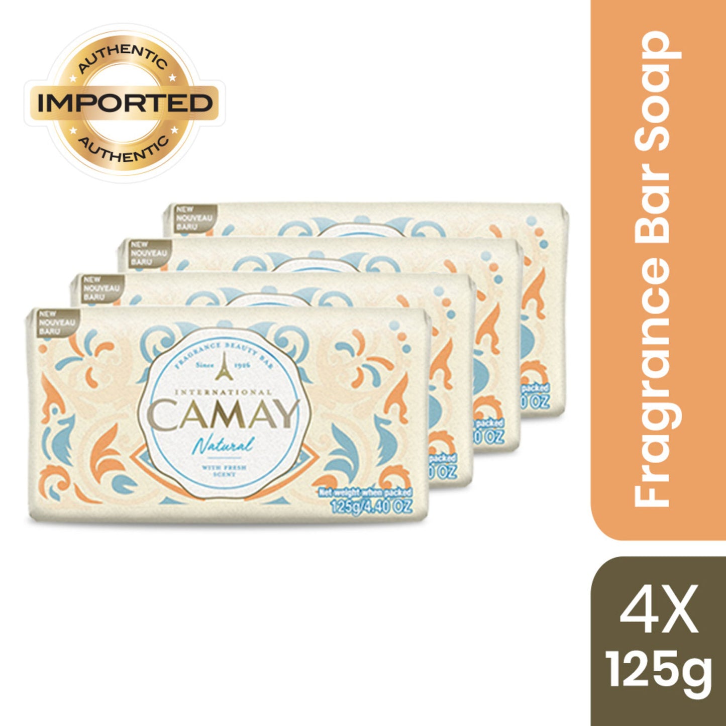 Camay Natural Cedarwood & Bergamot Beauty Soap - Pack Of 4