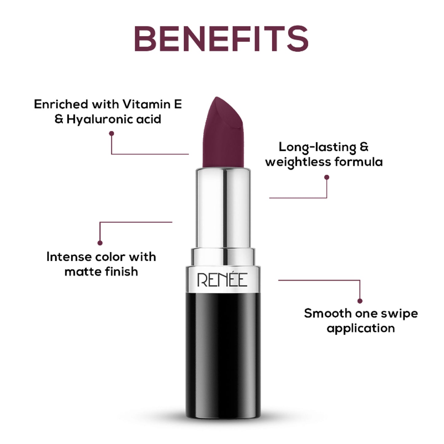 Renee Cosmetics Stunner Matte Lipstick - S05 Fired Up