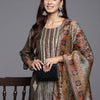 Indyancart VA Women's Abstract Printed Gotta Patti Kurta with Trousers & With Dupatta