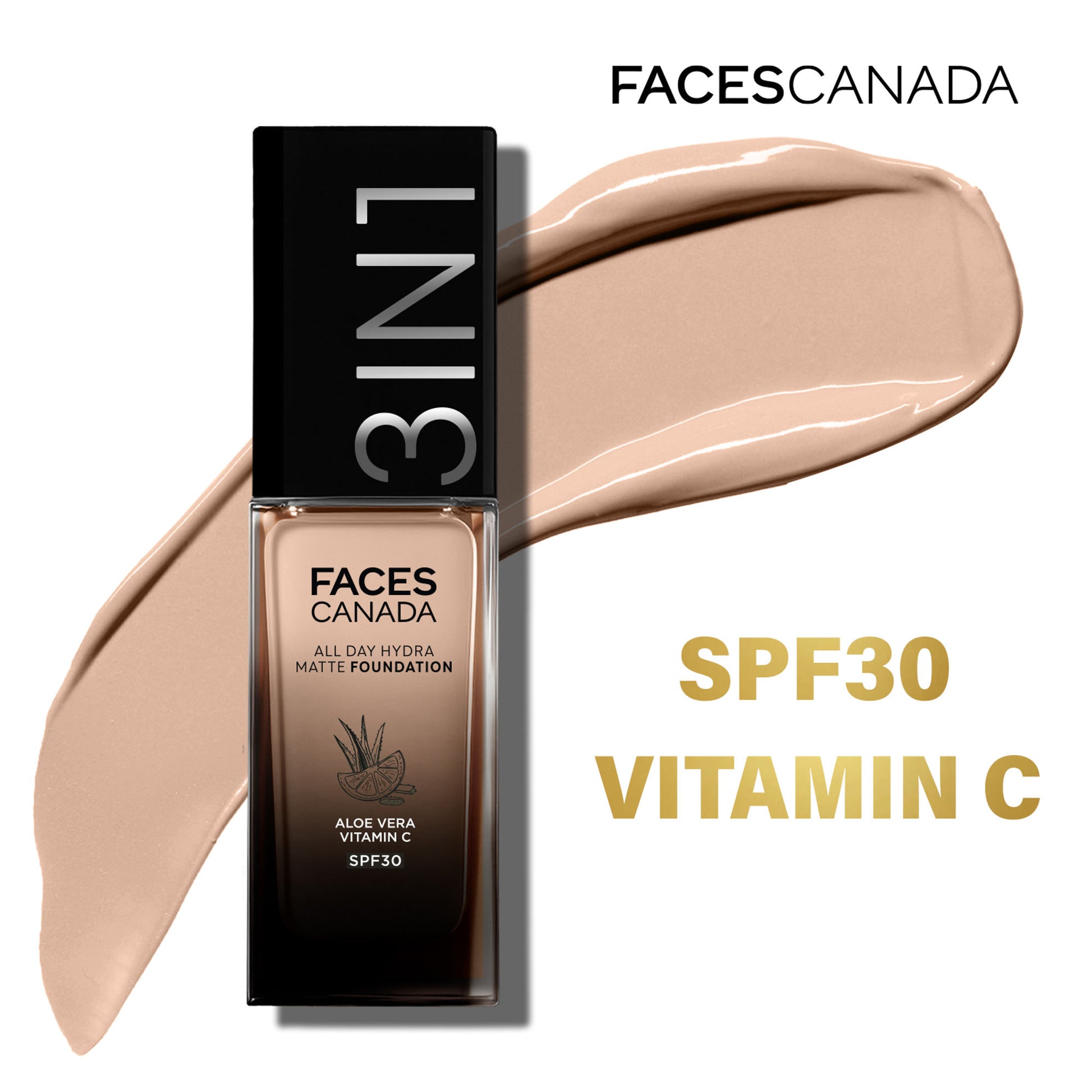 Faces Canada 3 In 1 All Day Hydra Matte Foundation - Rich Ivory 013