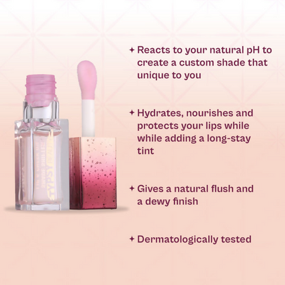 Typsy Beauty Shade Shifter Lip & Cheek Oil in pH Enomenal 01, showcasing the glossy lip gloss with shifting color effects.