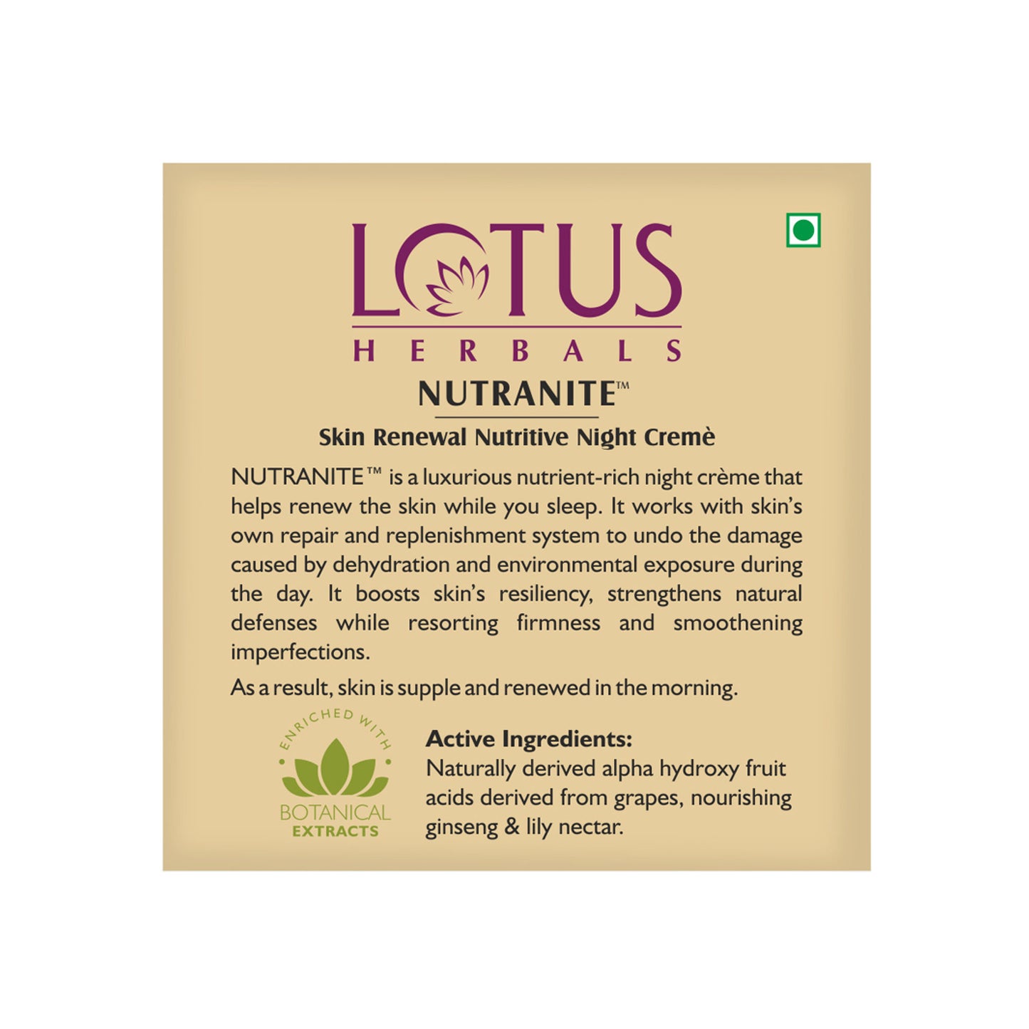 Lotus Herbals Nutranite Skin Renewal Nutritive Night Cream