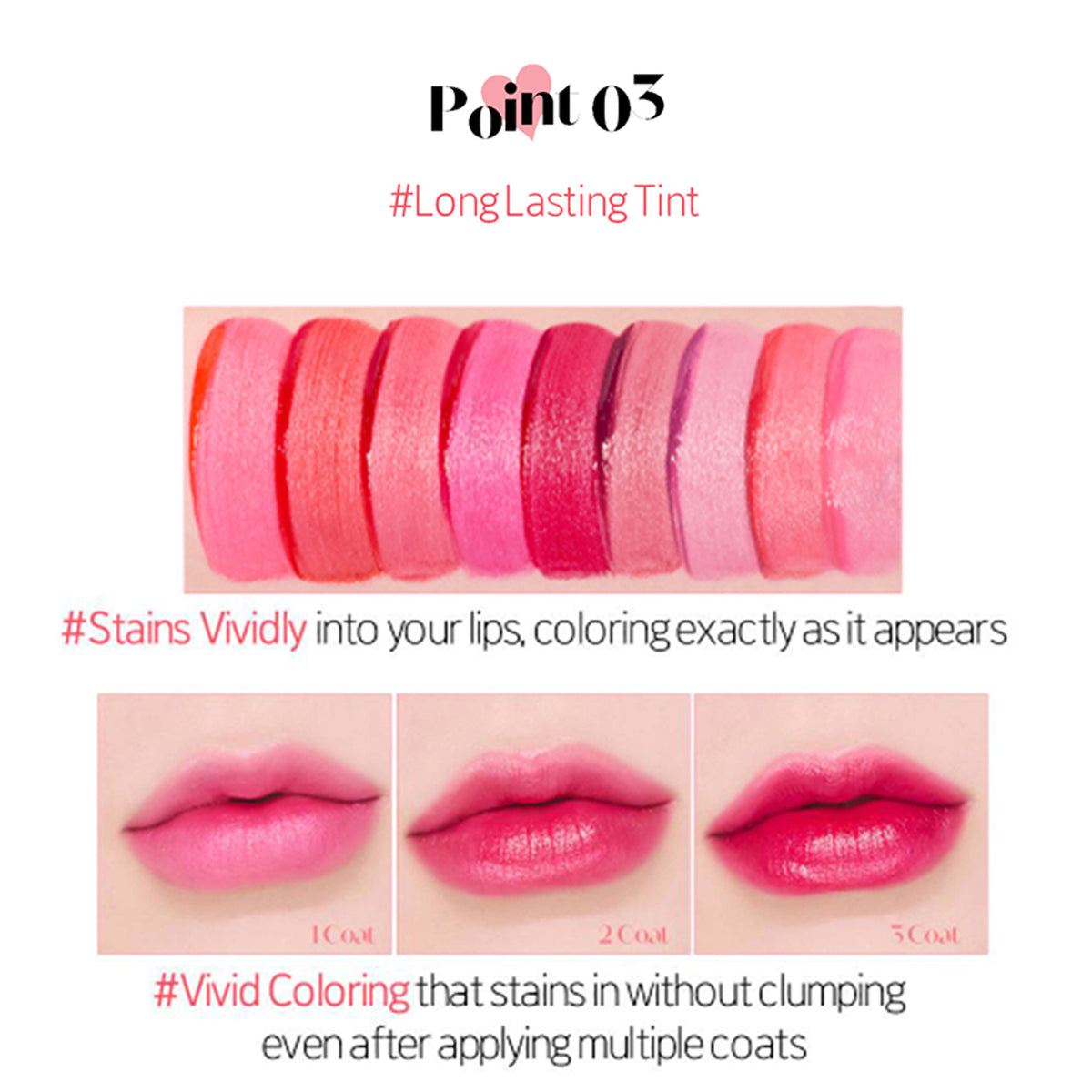 ETUDE Dear Darling Water Gel Tint Lipstick in Tangerine, close-up of the vibrant orange lip tint applied on lips.
